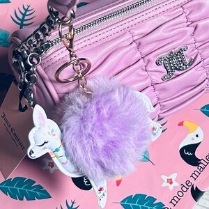 🦙 Alpaca Faux Fur Lavender Keychain Charm NWT